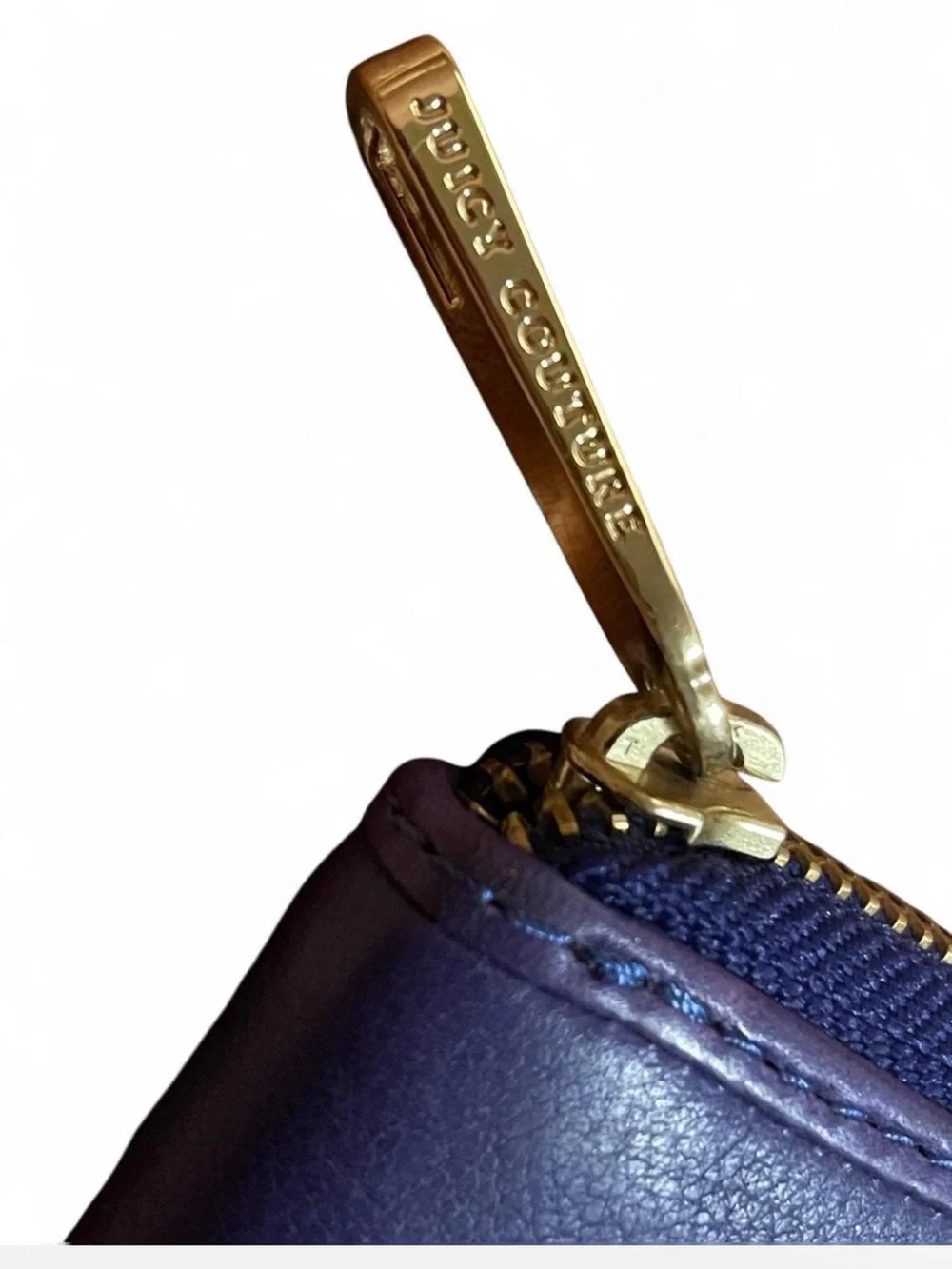 Juicy Couture Quilted Leather Padlock Zip Wallet Indigo Berry Purple NWT